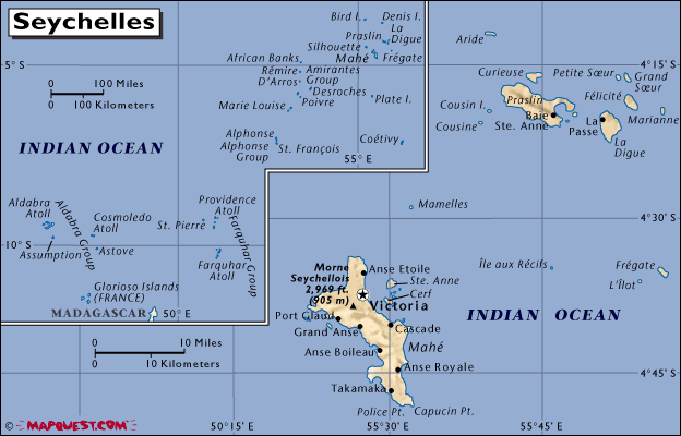 mapa - Seychelles Köztársaság