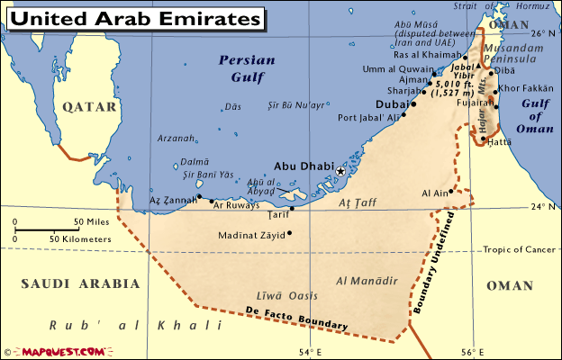 mapa - Egyesült Arab Emírségek