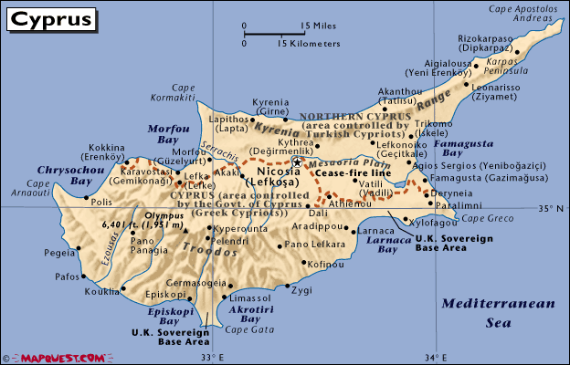 mapa - Ciprusi Köztársaság