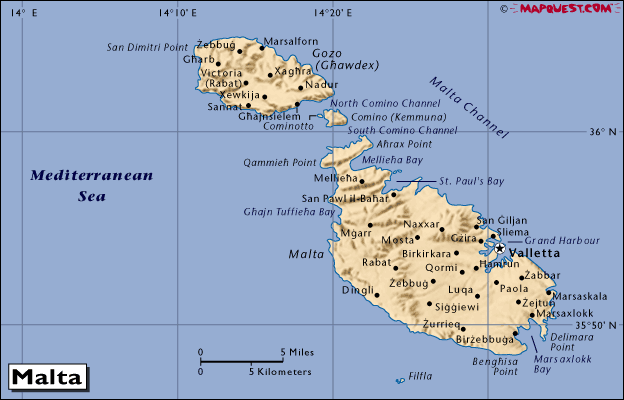 mapa - Máltai Köztásraság (Repubblika ta´Malta, Republic of Malta)